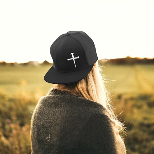 Skull Flat Bill Hats for Men Women Adjustable Dad Trucker Hat Skeleton Snap Backpack Hats for Hip-hop Running Cycling - color: Jesus 3 Nails