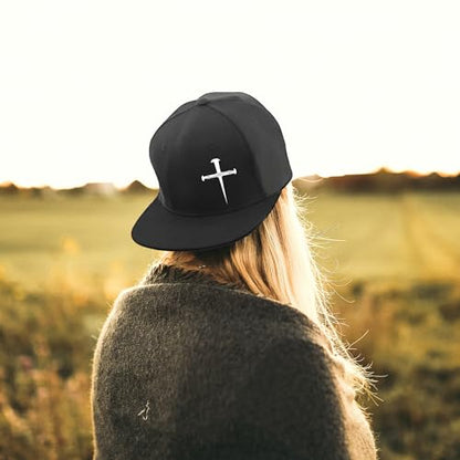 Skull Flat Bill Hats for Men Women Adjustable Dad Trucker Hat Skeleton Snap Backpack Hats for Hip-hop Running Cycling - color: Jesus 3 Nails