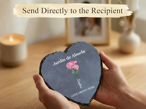 !RAKRISA Personalized Garden Stone, Mothers Day Gifts for Grandma with Grandkids Birth Flower, Unique Christmas and Birthday Gifts for Grandma (S-201) - color: S-201