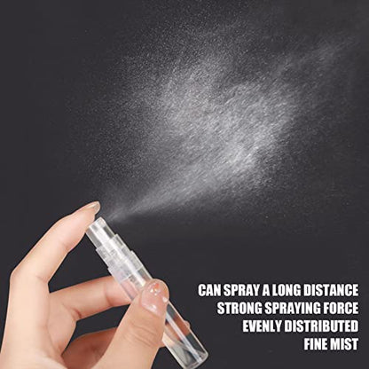 Fandamei 60PCS 5ml Mini Spray Bottle, Mini Clear Plastic Spray Bottle Empty, Fine Mist Refillable Mini Perfume Bottle, Perfume Atomizer, Small Empty Sample Containers, Plastic Portable Travel Bottle - size: 5ml