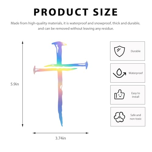 DXNQ Car Cross of Nails Sticker, Bumper Christian Sign Cross with Nails Decal, Removable Waterproof Sticker for Car Truck Window Motorcycle Helmet Laptop, Car Accessories (Colorful) - color: Colorful