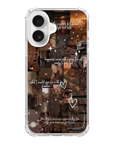 Brown Aesthetic Phone Case Compatible with iPhone 17, Vintage Vibe Moodboard Phone Cover for iPhone 17 - color: Brown Aesthetic