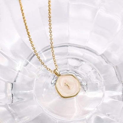 Robaice Cross Necklace for Women, Dainty 14K Gold Plated Cross Necklace - style: disc cross gold