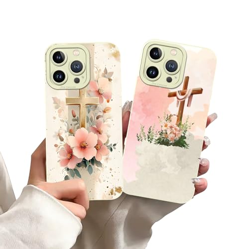 2 Pack Christian Jesus Cross Phone Case for iPhone 13 Pro Case Flower Pattern Shockproof Soft Protective for Women Men Phone Cover Funda for iPhone 13 Pro 6.1 Inch - color: Cross, size: for iPhone 13 Pro
