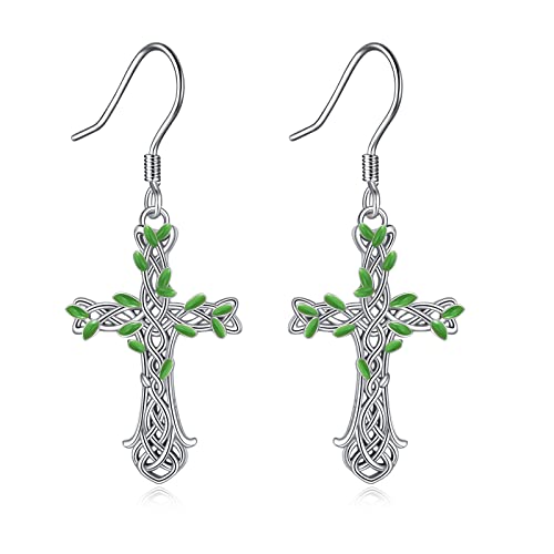 Cross Earrings 925 Sterling Silver Dangle Earring Gifts for Women - style: Tree Of Life Cross