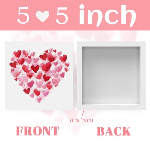 Valentines Day Decorations, Valentines Day Gifts for Her Him, Gift for Boyfriend Girlfriend, Pink Heart Brushstroke Anniversary Wooden Box Sign Husband Wife Home Office Bedroom Desk Decor - color: Heart Brushstroke