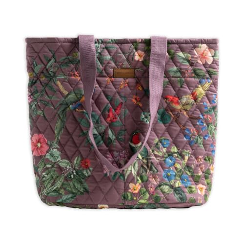 Maison d' Hermine Shopping Bags Cotton Quilted Tote Bag with Zipper Pockets - color: 032 - Eden - Violet