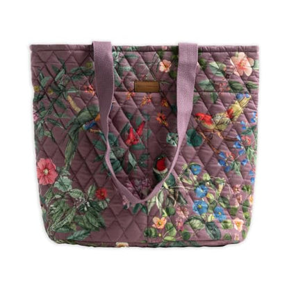 Maison d' Hermine Shopping Bags Cotton Quilted Tote Bag with Zipper Pockets - color: 032 - Eden - Violet