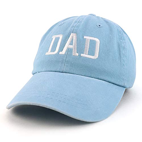 Trendy Apparel Shop Dad Embroidered Pigment Dyed Low Profile Cotton Cap - color: Light Blue