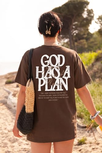 Christian Shirts for Women God is Good Shirt Oversized Jesus Faith Tshirt - color: B-brown, size: Medium