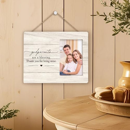 Godparents Gifts Picture Frame, Thank You Gifts for Godparents, Baptism Christening Gift for Godfather Godmother, Thank You for Being Mine 4x6 Photo Frame