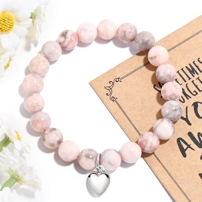 VIBILIA Cross Beaded Bracelets for Women, Birthday Gifts - color: B 2. Heart - Pink Zebra