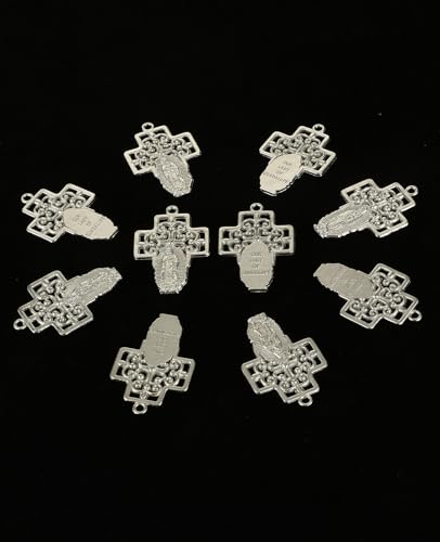 COTTVOTT Saint Therese of Lisieux/Saint Mother Teresa of Calcutta/Divine Mercy Jesus/Mater Dolorosa Patron Saint Medal Charm Pendant for DIY Rosary Necklace Bracelet Jewelry Making Part - color: 20pcs-Our Lady Guadalupe Cross