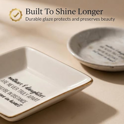 Simply Charmed Gift from Mother or Daughter - or Mother's Day or Birthday Gift Between Mom and Daughter - Ceramic Jewelry Ring Dish or Tray - style: Mothers Daughters