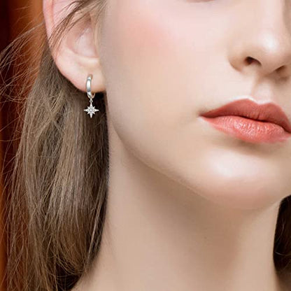 SEVENWELL Huggie Hoop Earrings for Women, Dangle Dangle Hoops - color: 06 Silver Celestial