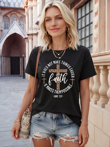 Christian Shirts for Women Religious Tshirts Faith Jesus Graphic Tee Tops - color: Black Faith, size: XX-Large