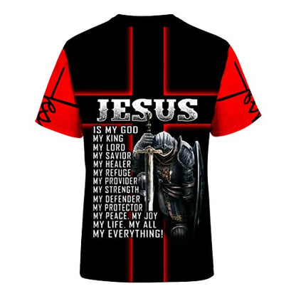 Unisex 3D Graphic T Shirts Printed Casual Short Sleeve Tee Shirt - color: Jesusred, size: Small