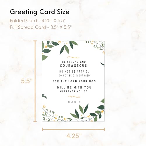 Religious Card Baptism, Christian Bible Quote, Christening, First Communion, Confirmation, or Wedding Card | Cute Prayer & Inspirational Greeting Card, Blank Inside, Thoughtful Gift by Aly Lou (Be Strong And Courageous) - color: Be Strong And Courageous
