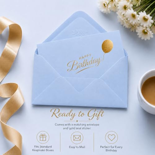 Happy Birthday Cards with Envelopes and Stickers, 24 Pack, Dusty Blue Greeting Cards with Gold Foil Balloon Design, Elegant Birthday Card Set for Friends, Family, Clients (Dusty Blue) - color: Dusty Blue