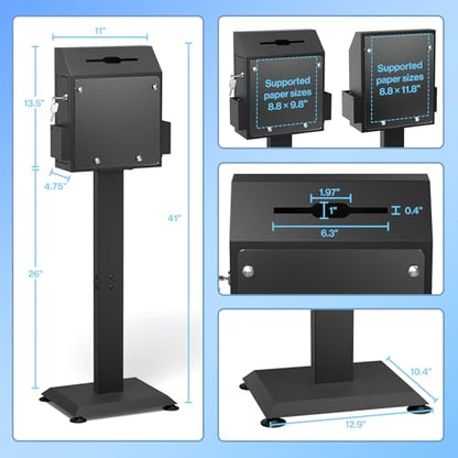 POCHAR Metal Donation Box for Fundraising - Suggestion Box with Stand, Lock