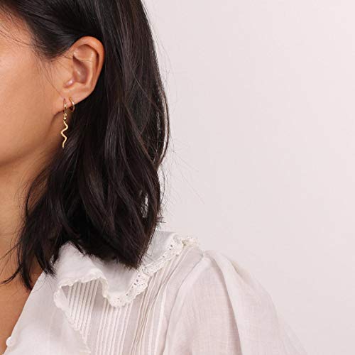 LOYATA Gold Huggie Hoop Earrings for Women Dangle Hoop Drop 14K Gold Plated Dainty Small Minimalist Cubic Zirconia Jewelry Gift… - style: Snake