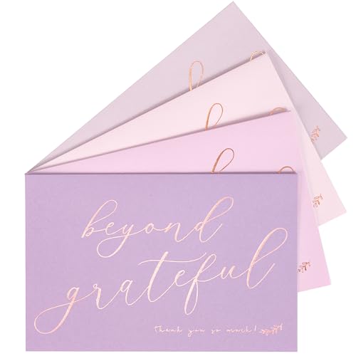 Crisky 4x6 50 pcs Lavender Shade Beyond Grateful Thank You Cards With Envelopes & Stickers Simple Chic Elegant Greeting Cards Perfect for Wedding/Business/Birthday/Graduation - style: Lavender