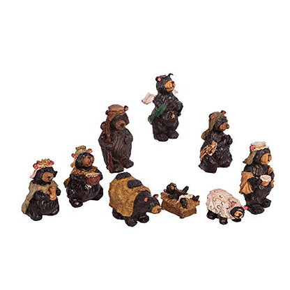 Kurt Adler Resin Nativity Bear, 4-Inch, Set of 9