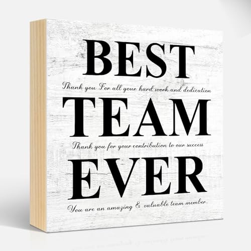 Best Team Ever Motivational Wood Box Sign Gifts for Teammate Leader - color: White-Black