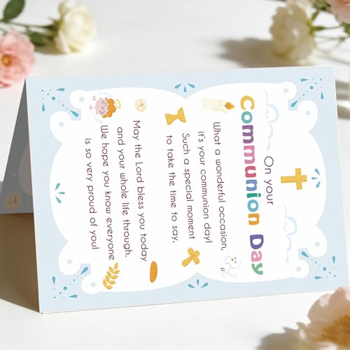 First Holy Communion Card, Religious Gift for Girls Boys - style: AM-445