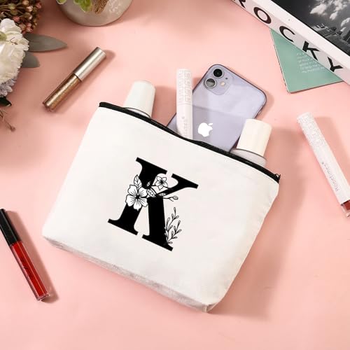 Monogrammed Initial Glass Cup Personalized Gifts for Women 16oz Initial Letter Glass Cups w/Lids Straws Birthday Valentine Mothers Day Gift for Her, K - color: Letter Cup-K
