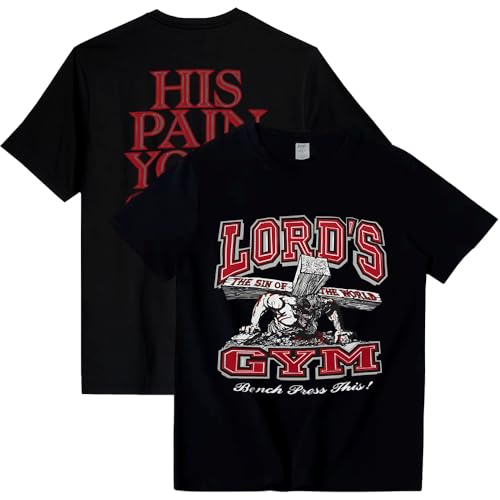 Lord Gym Shirt Jesus His Pain Your Gain T-Shirt Christian Back Front Design Graphic Print Short Sleeve Tees - size: Large