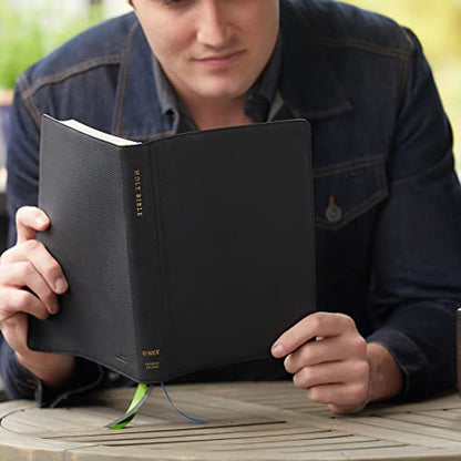 NET Bible, Thinline Large Print, Genuine Leather, Black, Comfort Print: Holy Bible
