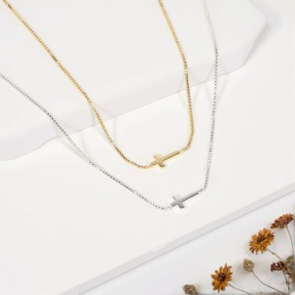 Cross Necklace for Women - Dainty 14K Gold Silver Plated Cross Necklace Choker Jewelry Cute Simple Small Trendy Non Tarnish Waterproof Faith Religious Jewelry Gift for Teenage - style: 06-Cross-Silver