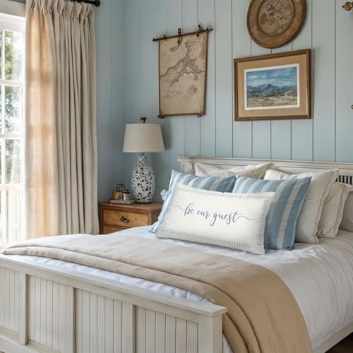 Be Our Guest Pillow Cover,Farmhouse Throw Pillow Cover 12x20 - color: White-guest