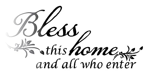 Glossy Black 22'' X 10'' Bless This Home and All who Enter - Vinyl Wall Decal Entryway Living Room Décor Art Letters Quotes Stencil - color: Glossy Black, size: 22'' X 10''