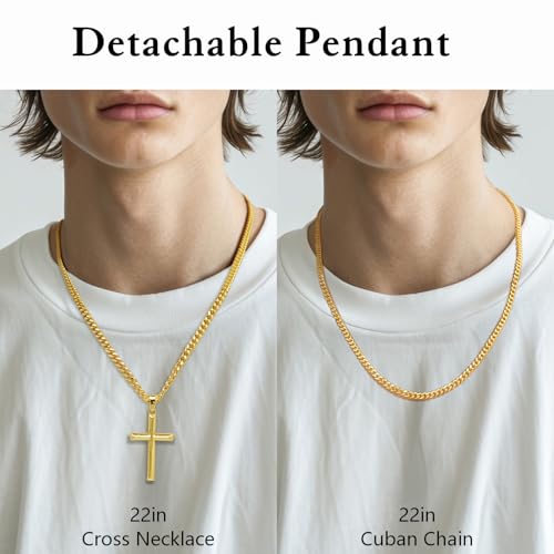 Cross Necklace for Men Gold Cross Necklace for Men - size: 22in