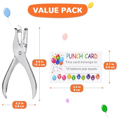 ONEDONE Punch Card 200 PCS Punch Cards for Classroom Incentive Awards - size: 3.5 IN Balloons