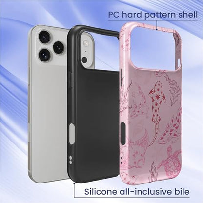 Case for iPhone 17 Pro Max/18 Pro Max,Drop Protection Hybrid 2-Layer Hard Phone Cover-Ocean Animal Whale Shark-Pink - color: Ocean Animal Whale Shark-Pink, size: iPhone 17 Pro Max/18 Pro Max