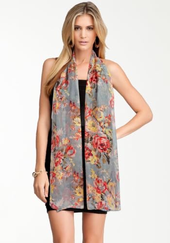 GERINLY Lightweight Scarves Fashion Print Cotton Feel Scarf for Women Shawl - color: B-gray