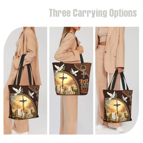 Bible Tote Bags for Women Christian Gifts Religious Church Shoulder Bag - color: Cross