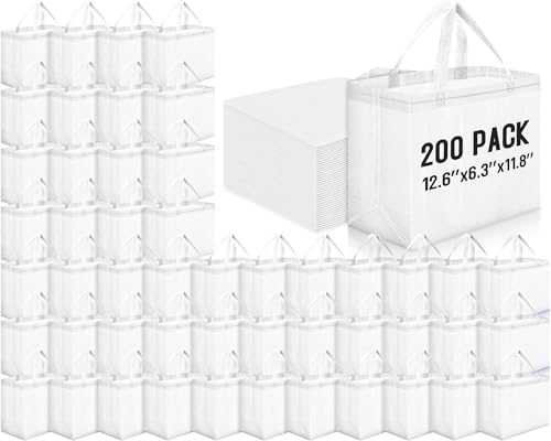 Windyun Reusable Grocery Bags Non Woven with Handles - color: White