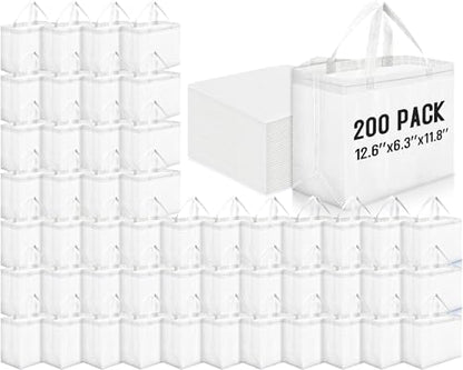 Windyun Reusable Grocery Bags Non Woven with Handles - color: White