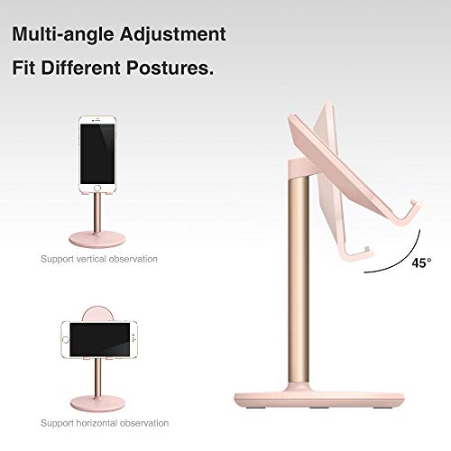 Bright Stone Phone Stand for Desk, Adjustable Cell Phone Holder for Desk, Compatible with 4"-12.9" Phones/Tablet/iPhone/iPad/Switch (Pink) - color: Pink