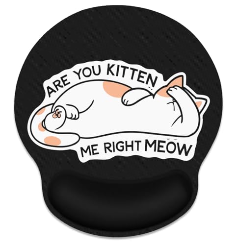 Britimes Ergonomic Mouse Pad with Wrist Support, Cat Cute - color: Black Cute Cat