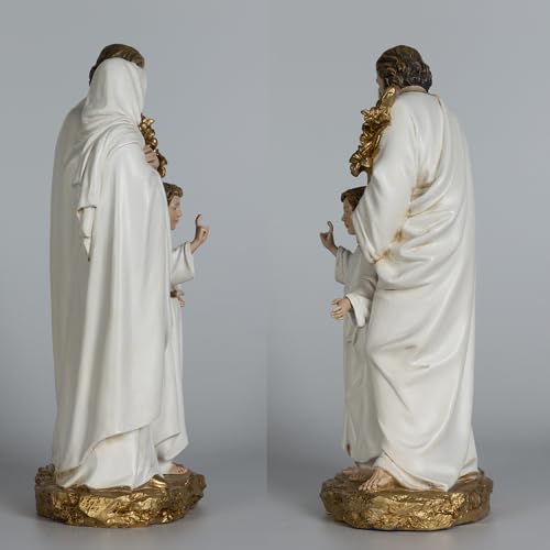 BC Catholic Holy Family Statue 12" H Youth Jesus St. Joseph Virgin Mary - color: Gold & White