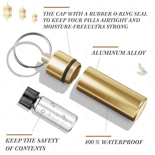 Tandefio 10 Sets Anointing Oil Bottle Keychain Vial for Baptism, Gold - color: Gold