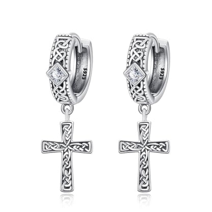 Cross Earrings 925 Sterling Silver Cross Dangle Earrings Christianity Jewelry Gift for Men Women - style: Celtic Cross-Silver