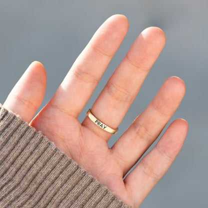STORYJEWELLERY Cross Rings for Women, Purity Ring, Christian Ring, Christian Jewelry for Women, Confirmation Gifts, Baptism Gifts - color: Brass with 18K Gold Plating