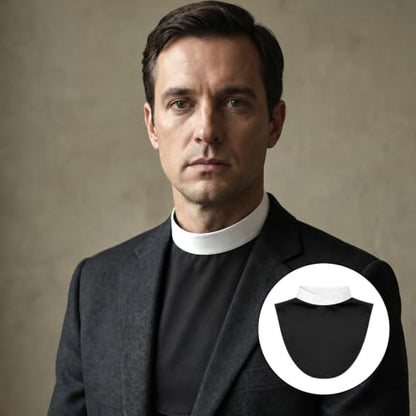 Clerical Bib Clergy Collar Priest Collar with Insert White Tab - style: White-collar Black Body