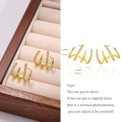 18K Gold Plated Hoop Earrings for Women, NICKEL-FREE & HYPOALLERGENIC, Timeless Jewelry Gift - color: gold-J